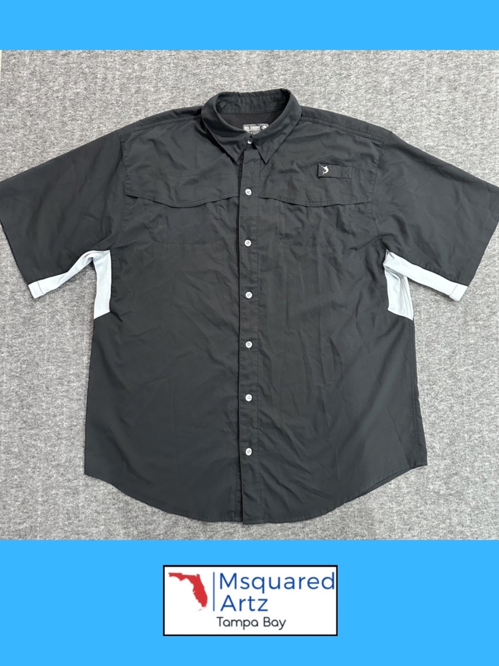 Reel Legends Mariner II Fishing Shirt Large Black Vented Performance Shirt